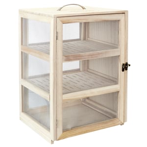 Suport depozitare alimente COOK CONCEPT KA4717, 28x24x39 cm, lemn de paulownia, plasă — partea inferioară a ușii a ieșit din plasă (stare: vezi poza a 2-a)