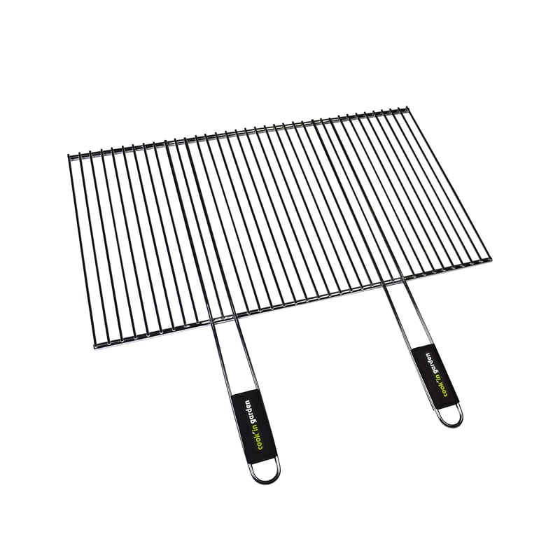 Cook'in Garden Krómozott Acél Grillrács 70x40 cm – Vágható, Hőálló, Univerzális Kültéri Barbecue Rács Puha Fogantyúval, Minden Márkához
