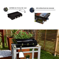 Grătar Plancha cu Gaz pentru Exterior Cook'in Garden, 3 Arzătoare, 10 Persoane, Placă de Oțel Emailat, Strat Antiaderent, Tavă de Grăsime Detașabilă, pentru Terasă și 3