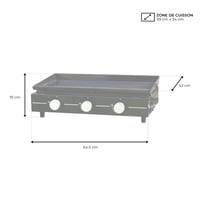 Grătar Plancha cu Gaz pentru Exterior Cook'in Garden, 3 Arzătoare, 10 Persoane, Placă de Oțel Emailat, Strat Antiaderent, Tavă de Grăsime Detașabilă, pentru Terasă și 7