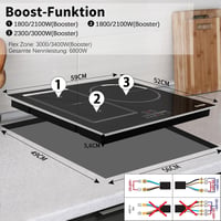 Cooksir 60 cm beépíthető indukciós főzőlap 3 zónás 6800W Flex Zone grillezéshez - 60CM | 3 Platten | B36806-F1 7