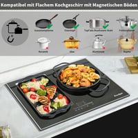 Cooksir 60 cm beépíthető indukciós főzőlap 3 zónás 6800W Flex Zone grillezéshez - 60CM | 3 Platten | B36806-F1 5