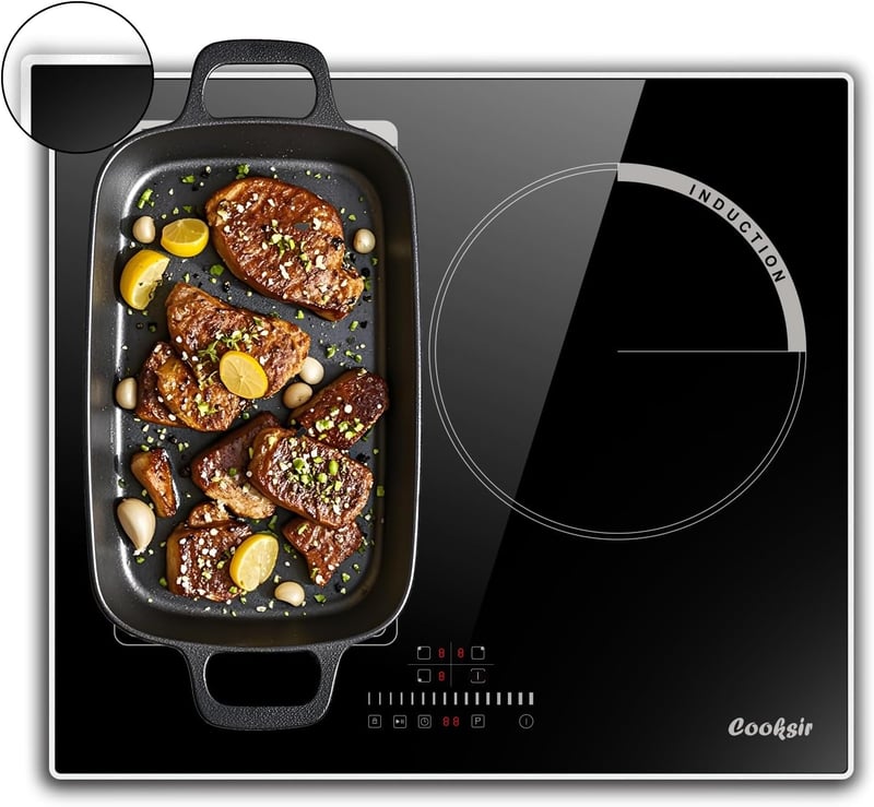 Cooksir 60 cm beépíthető indukciós főzőlap 3 zónás 6800W Flex Zone grillezéshez - 60CM | 3 Platten | B36806-F1