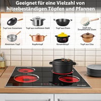 Cooksir 60 cm-es beépíthető üvegkerámia főzőlap 4 égővel, 6000W, rozsdamentes acél 5