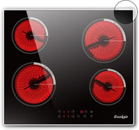 Cooksir 60 cm-es beépíthető üvegkerámia főzőlap 4 égővel, 6000W, rozsdamentes acél 1