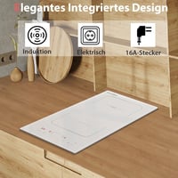 Cooksir Beépíthető Indukciós Főzőlap 2 Égővel, Fehér Kerámia, 3500W, 29cm 6