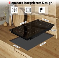 Cooksir Indukciós Főzőlap 2 Zónával - 3500W Teljesítmény, 29cm Beépíthető, Flexibilis Kombinált Zóna, Érintőgombos Vezérlés, Biztonsági Zár 7