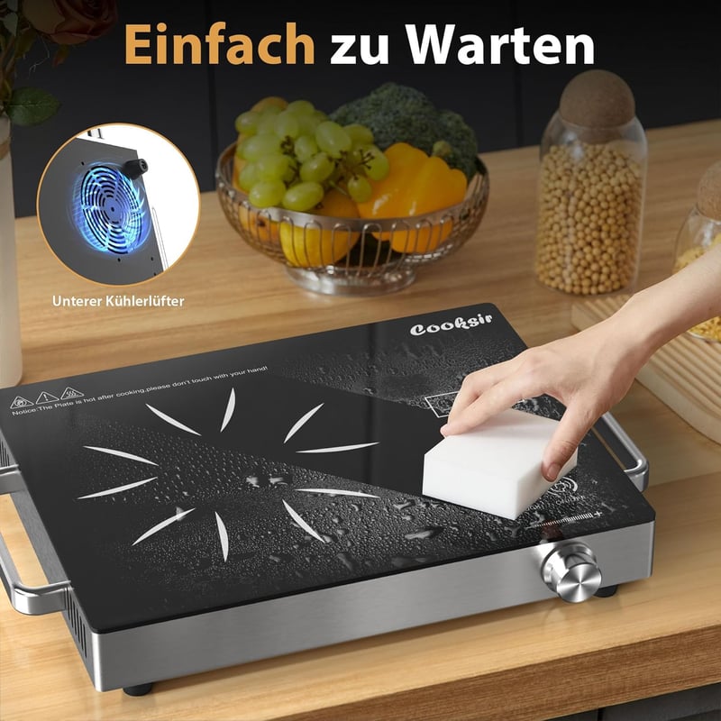 Cooksir üvegkerámia főzőlap 1 égővel, hordozható, érintésvezérlés