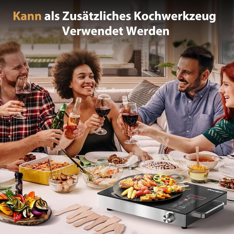 Cooksir üvegkerámia főzőlap 1 égővel, hordozható, érintésvezérlés