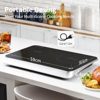 COOKTRON Dupla Indukciós Főzőlap 3500W, 10 Hőfok, 9 Teljesítményszint, Booster Funkció 6