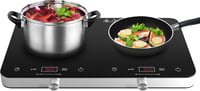 COOKTRON Dupla Indukciós Főzőlap 3500W - 2 Zónás Hordozható Tűzhely Érintésvezérléssel, 10 Hőfokszinttel és Időzítővel, Otthoni és Kempingez - Button and touch 1