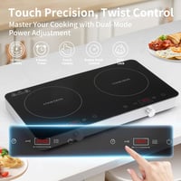 COOKTRON Dupla Indukciós Főzőlap 3500W - 2 Zónás Hordozható Tűzhely Érintésvezérléssel, 10 Hőfokszinttel és Időzítővel, Otthoni és Kempingez - Button and touch 3