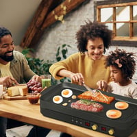 COOKTRON Hordozható Indukciós Főzőlap 2 égővel, Öntöttvas Grillserpenyő, 2800W, Gyermekzár 9