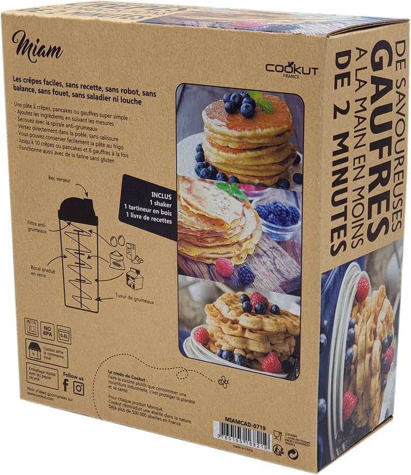 COOKUT Miam Shaker - Palacsinta és tészta készítő keverő 2 perc alatt