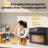 Cookwise 30L XXL Forrólevegős Sütő LED Érintőképernyővel - 1800W Mini Sütő 20 Programmal, Kettős Főzési Móddal, Olaj Nélküli Légkeveréses Te 6