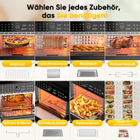 Cookwise 30L XXL Forrólevegős Sütő LED Érintőképernyővel - 1800W Mini Sütő 20 Programmal, Kettős Főzési Móddal, Olaj Nélküli Légkeveréses Te 7