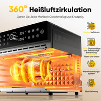 Cookwise 30L XXL Forrólevegős Sütő LED Érintőképernyővel - 1800W Mini Sütő 20 Programmal, Kettős Főzési Móddal, Olaj Nélküli Légkeveréses Te 2