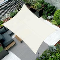 COOL AREA Napvitorla 4x6m - Vízálló, Krémfehér Árnyékoló Ponyva 95% UV Védelemmel - Kerti, Erkély és Terasz Napellenző PES Anyagból 1