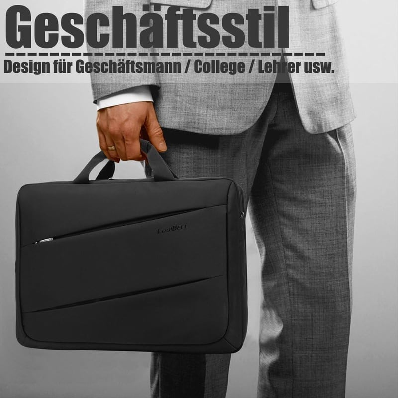 CoolBELL 17.3" Laptop Táska Fekete, Multifunkcionális Üzleti Messenger Táska