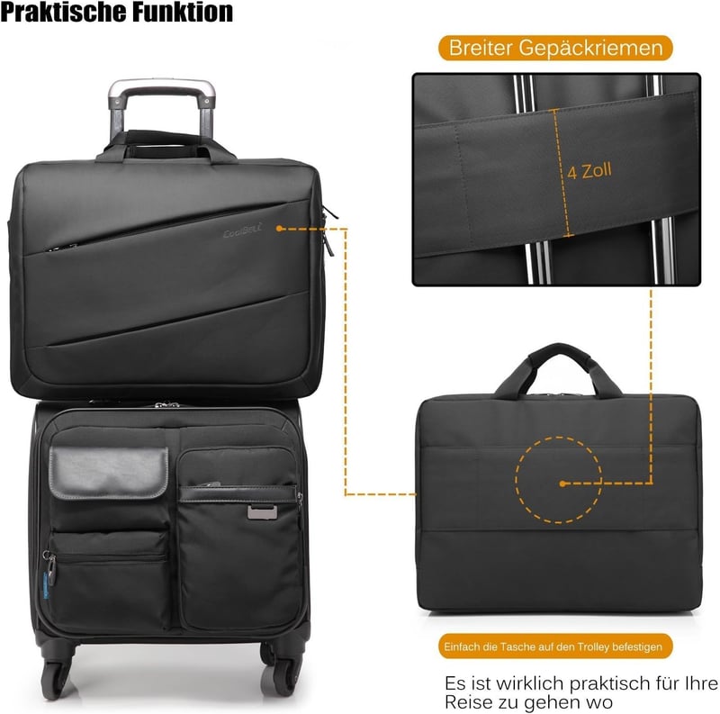 CoolBELL 17.3" Laptop Táska Fekete, Multifunkcionális Üzleti Messenger Táska