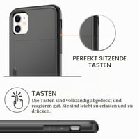 Husă Coolden pentru iPhone 11 cu suport pentru carduri, 2 sloturi, husă de protecție din silicon TPU moale, rezistentă la șocuri, negru 6