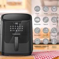 CoolHome AF23 XXL Deluxe Forrólevegős Sütő - 6,5 Literes Kerámia Bevonatú Airfryer - Előre Beállított Programokkal - Fekete 5