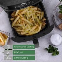 CoolHome AF23 XXL Deluxe Forrólevegős Sütő - 6,5 Literes Kerámia Bevonatú Airfryer - Előre Beállított Programokkal - Fekete 2