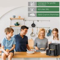 CoolHome AF23 XXL Deluxe Forrólevegős Sütő - 6,5 Literes Kerámia Bevonatú Airfryer - Előre Beállított Programokkal - Fekete 6