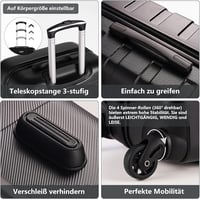 COOLIFE Kemény Héjú Bőrönd 93L - Citromsárga Gurulós Utazóbőrönd TSA-Zárral, 4 Kerékkel, ABS Anyagból, Unisex Kivitel 4