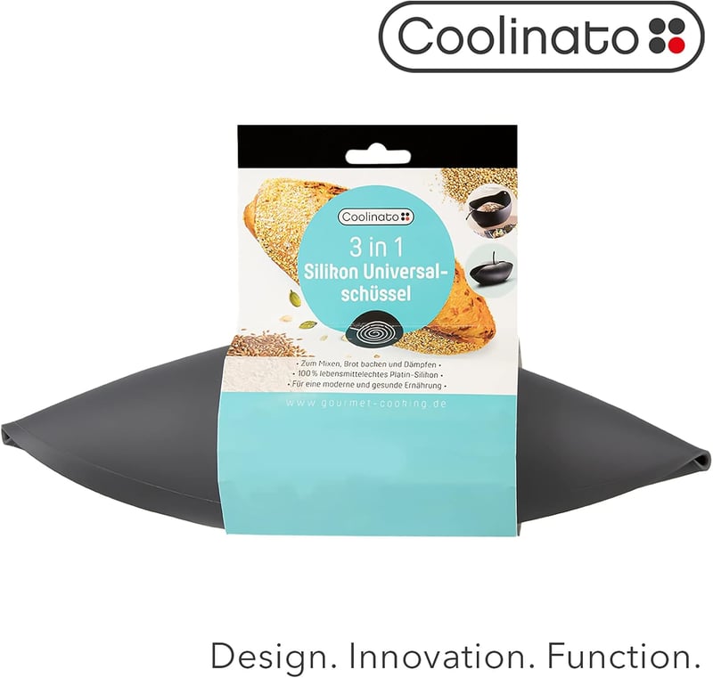 Coolinato 3 az 1-ben szilikon tál kenyérsütő forma sütéshez keveréshez gőzöléshez 230 C-ig hőálló 24 cm
