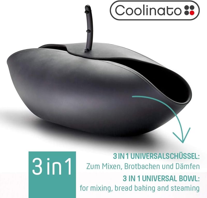 Coolinato 3 az 1-ben szilikon tál kenyérsütő forma sütéshez keveréshez gőzöléshez 230 C-ig hőálló 24 cm