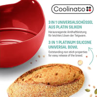 Coolinato 3 az 1-ben szilikon univerzális tál Piros 24 cm sütéshez keveréshez gőzöléshez 230 C-ig hőálló 3