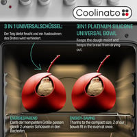 Coolinato 3 az 1-ben szilikon univerzális tál Piros 24 cm sütéshez keveréshez gőzöléshez 230 C-ig hőálló 4