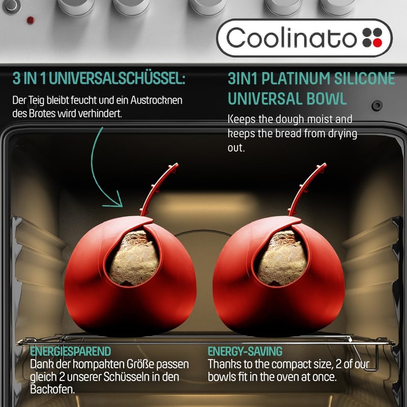 Coolinato 3 az 1-ben szilikon univerzális tál Piros 24 cm sütéshez keveréshez gőzöléshez 230 C-ig hőálló