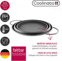 Coolinato Összecsukható szilikon szűrő 16 cm szürke, helytakarékos, könnyen tisztítható, mosogatógépben mosható 2