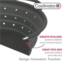 Coolinato Összecsukható szilikon szűrő 16 cm szürke, helytakarékos, könnyen tisztítható, mosogatógépben mosható 3