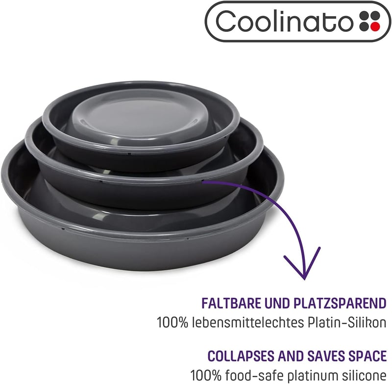 Coolinato összecsukható szilikon tál szett 16-24 cm szürke