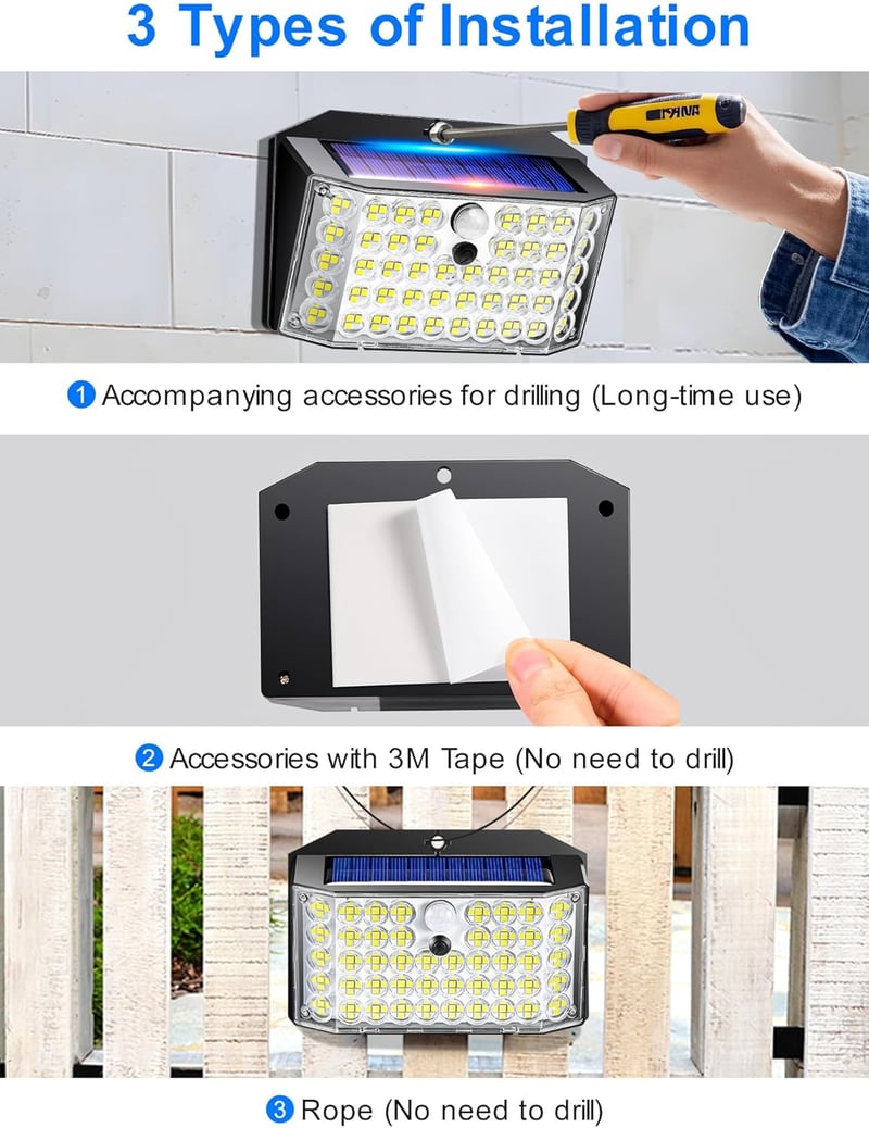 COOLNIGHT 246 LED napelemes kültéri lámpa mozgásérzékelővel, 2000 lm, 3 mód, IP65