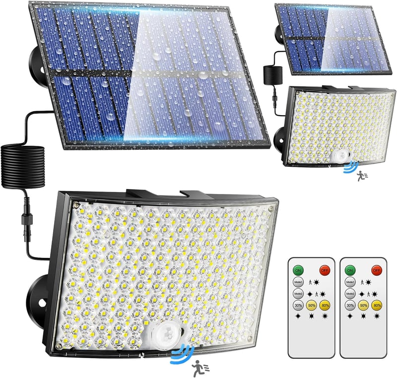 COOLNIGHT 268 LED Napelemes Mozgásérzékelős Kültéri Lámpa 2db Távirányítóval IP65