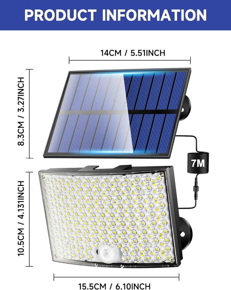 COOLNIGHT 268 LED Napelemes Mozgásérzékelős Kültéri Lámpa 2db Távirányítóval IP65