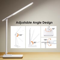 COOLNIGHT LED Asztali Lámpa USB Töltővel, 15 Fokozat + 5 Szín, Dimmelhető Asztali Lámpa Időzítővel 6