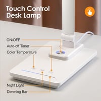 COOLNIGHT LED Asztali Lámpa USB Töltővel, 15 Fokozat + 5 Szín, Dimmelhető Asztali Lámpa Időzítővel 8