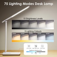 COOLNIGHT LED Asztali Lámpa USB Töltővel, 15 Fokozat + 5 Szín, Dimmelhető Asztali Lámpa Időzítővel 3