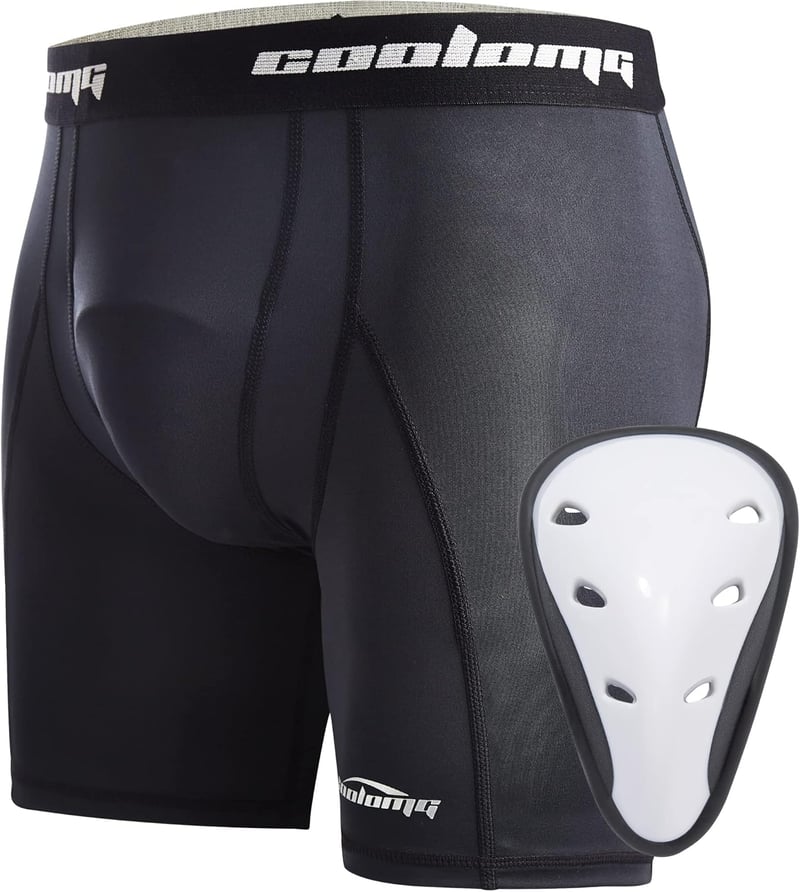 COOLOMG Férfi Comb Védő Jockstrap Kompressziós Alsónadrág Martial Arts Taekwondo