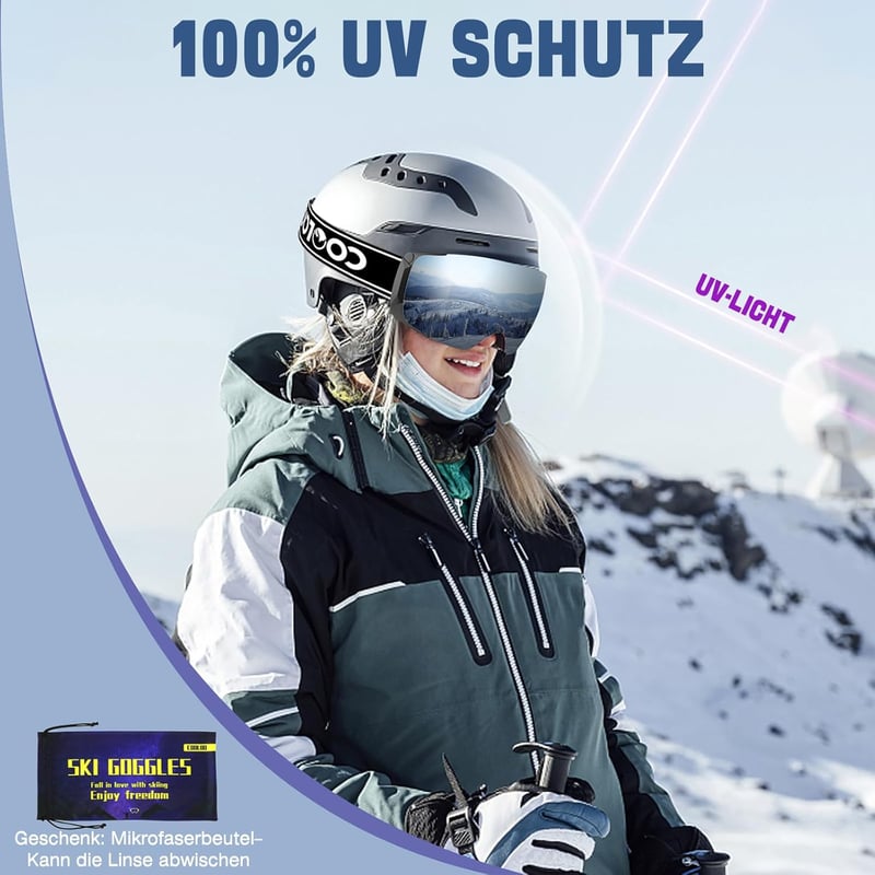 COOLOO Mágneses Síszemüveg OTG Anti-Fog UV Védelem Férfi Női Serdülő