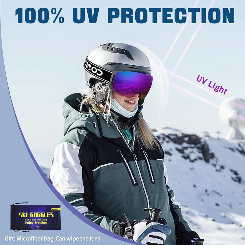 COOLOO Mágneses Síszemüveg OTG Anti-Fog UV Védelem Unisex
