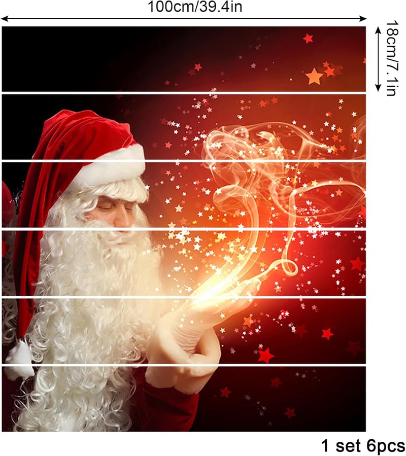 Cooltto 3D Mikulás Lépcsőmatrica Szett - 6db Öntapadós PVC Dekoráció Lépcsőre, Vízálló, Eltávolítható, Karácsonyi Díszítés, 18x100 cm