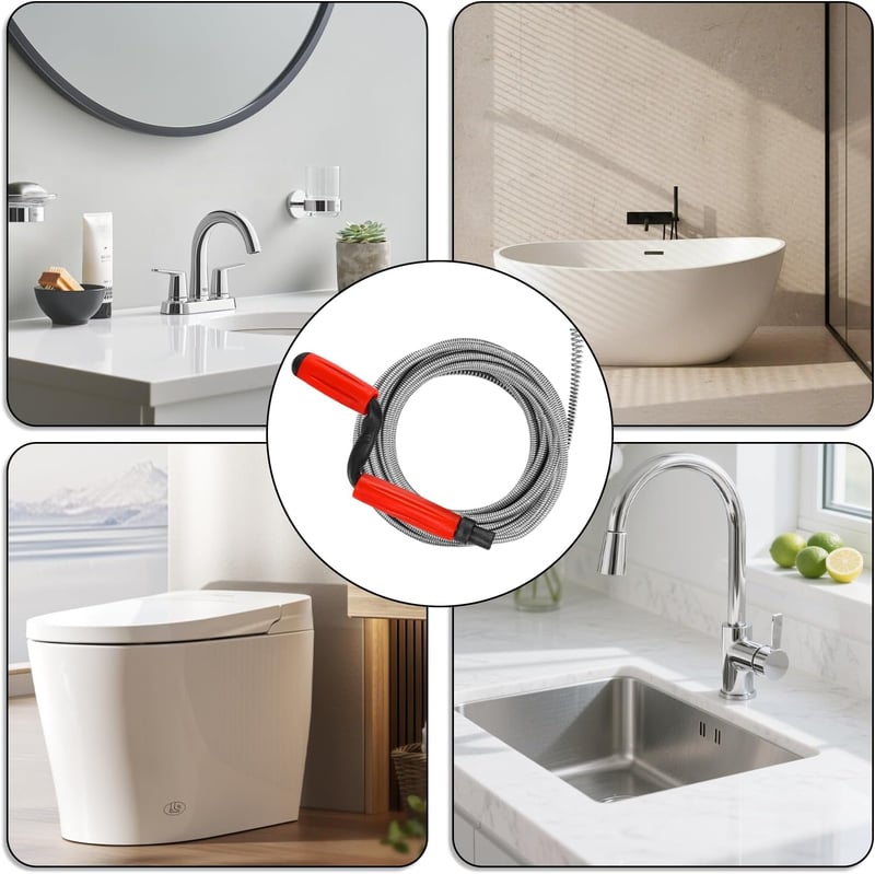 COONE 5 m x 6 mm csatorna lefolyótisztító spirál kézi hajtókarral, leeresztő rugó, konyha fürdő zuhany mosdóhoz