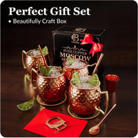Copper-Bar Moscow Mule tömör réz bögre készlet, kalapált - 4 × 16 oz 2