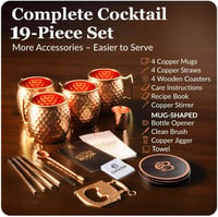Copper-Bar Moscow Mule tömör réz bögre készlet, kalapált - 4 × 16 oz 5